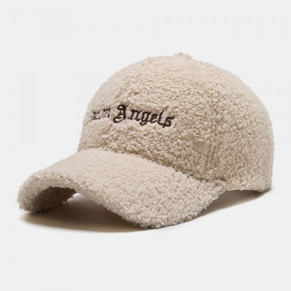 Men Newsboy Caps Lambswool Letter Embroidery Simple Warmth Baseball Cap for Women